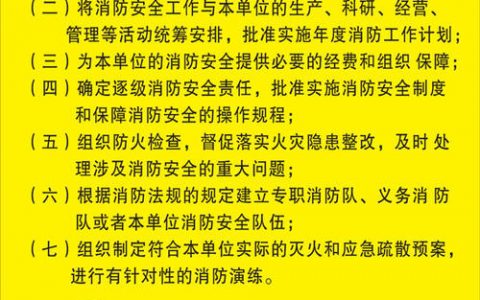 消防安全责任人的职责