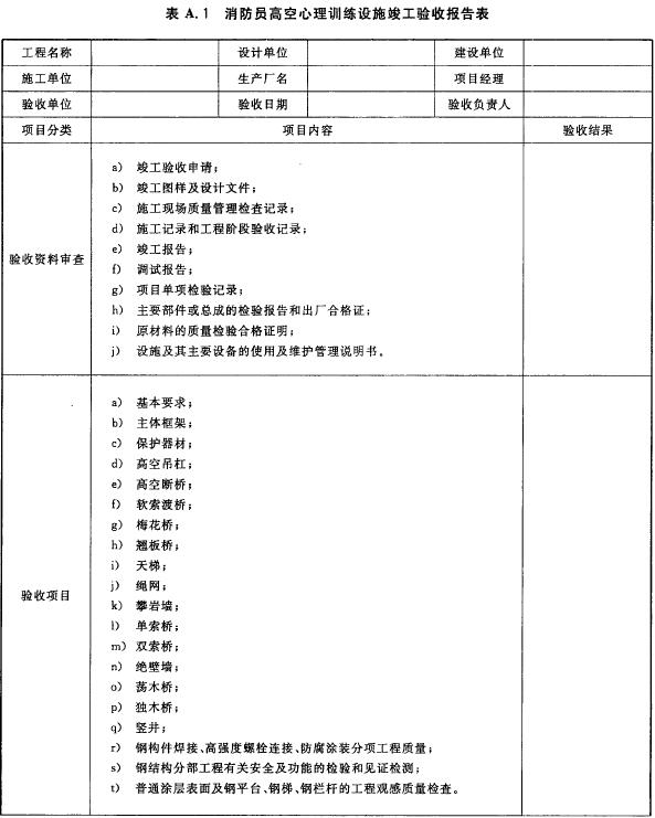 消防员高空心理训练设施竣工验收报告表